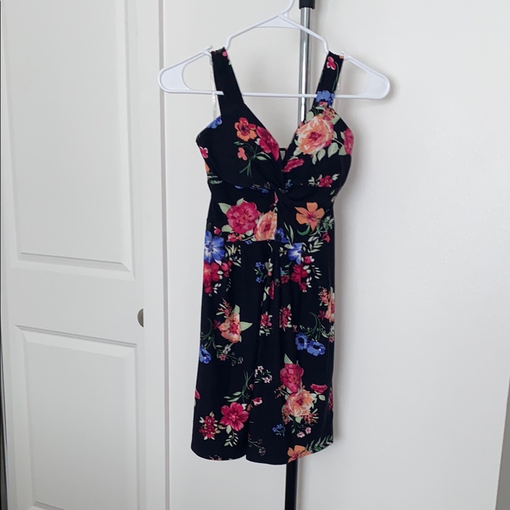 Planet Gold Blue and Pink Sleeveless Sweetheart Mini Dress